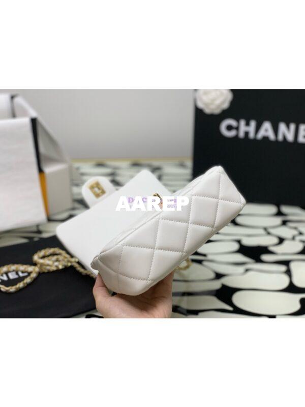 Replica Chanel Small Flap Bag With Top Handle Lambskin, Resin AS4848 White 6