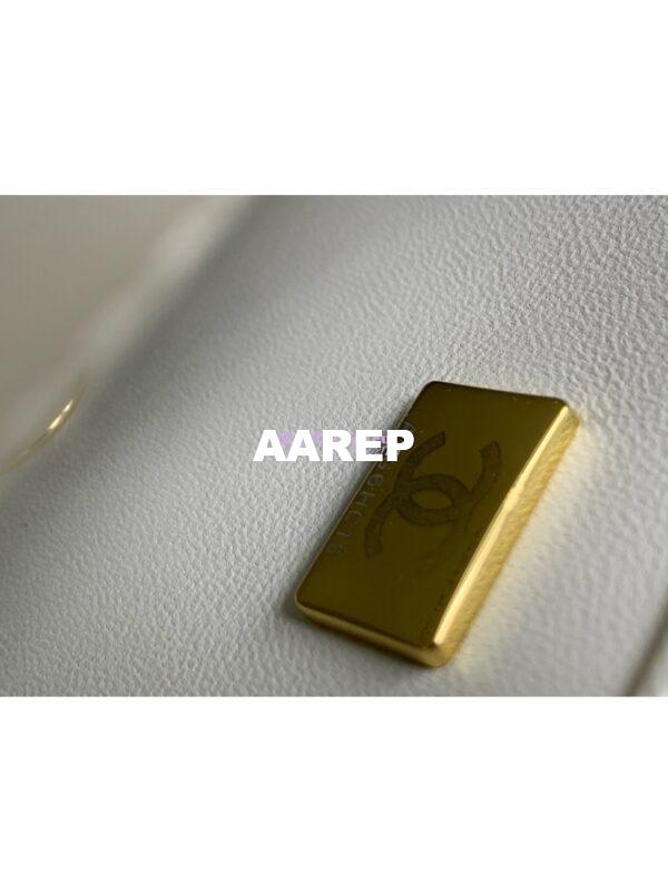 Replica Chanel Small Flap Bag With Top Handle Lambskin, Resin AS4848 White 7