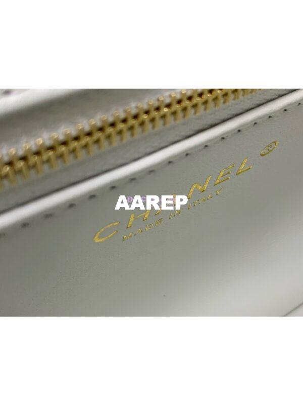 Replica Chanel Small Flap Bag With Top Handle Lambskin, Resin AS4848 White 8