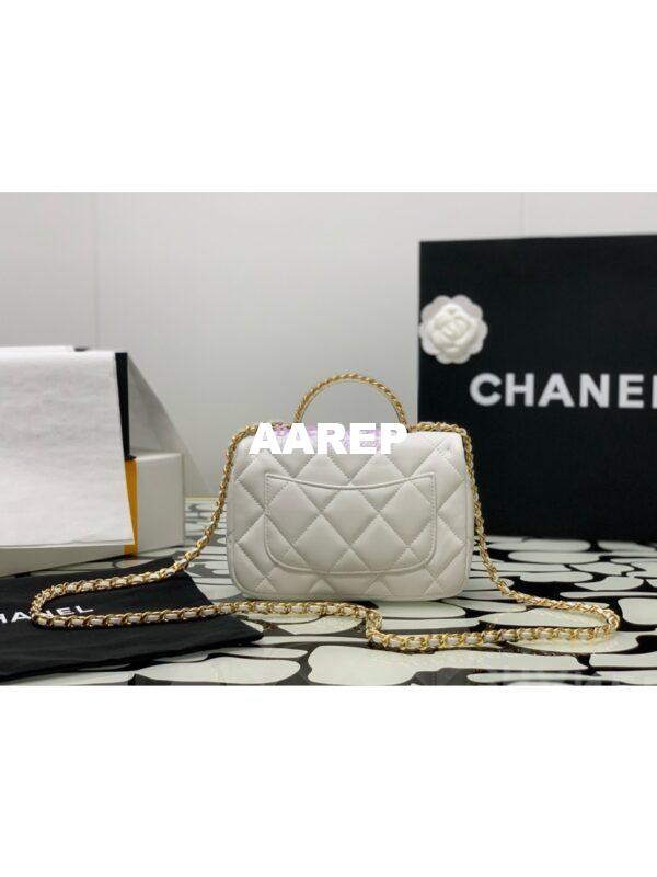 Replica Chanel Small Flap Bag With Top Handle Lambskin, Resin AS4848 White 9