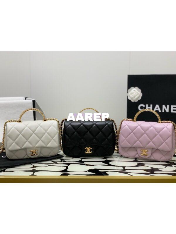 Replica Chanel Mini Flap Bag With Top Handle AS4847 Light Pink 3