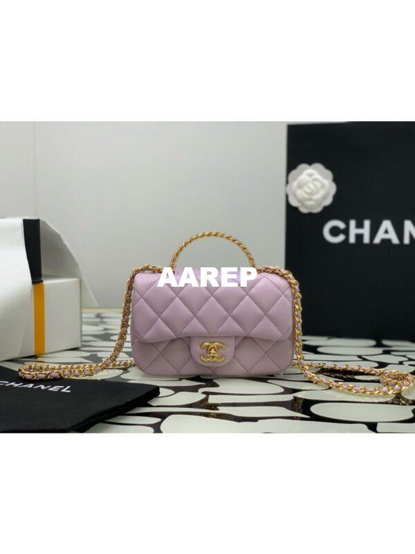 Replica Chanel Mini Flap Bag With Top Handle AS4847 Light Pink 5