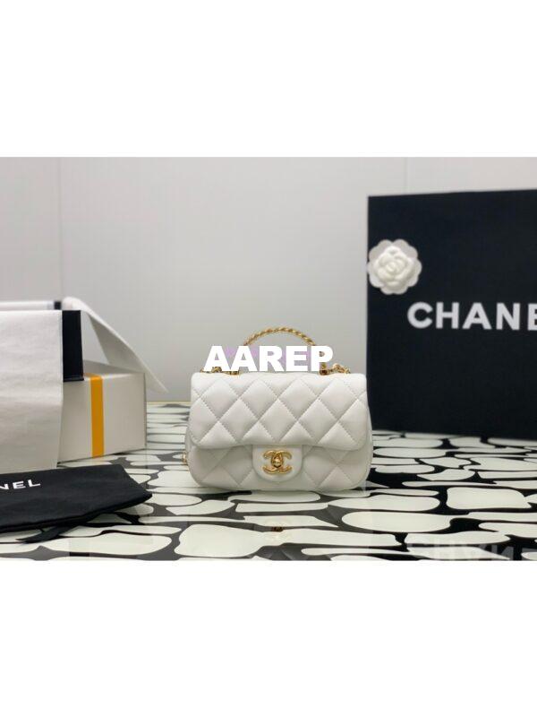 Replica Chanel Mini Flap Bag With Top Handle AS4847 White 3