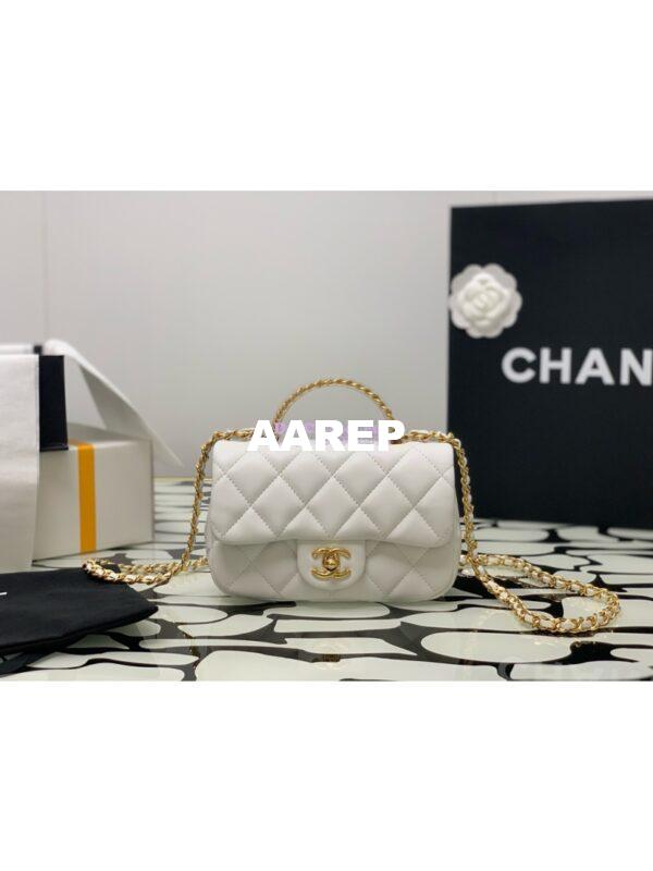 Replica Chanel Mini Flap Bag With Top Handle AS4847 White 4