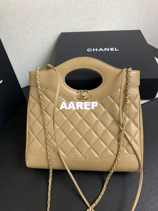 Replica Chanel Medium 31 Shopping Bag in Shiny Lambskin AS4853 Beige 3
