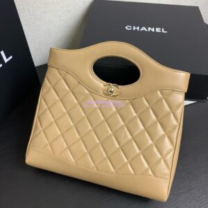 Replica Chanel Medium 31 Shopping Bag in Shiny Lambskin AS4853 Beige 2