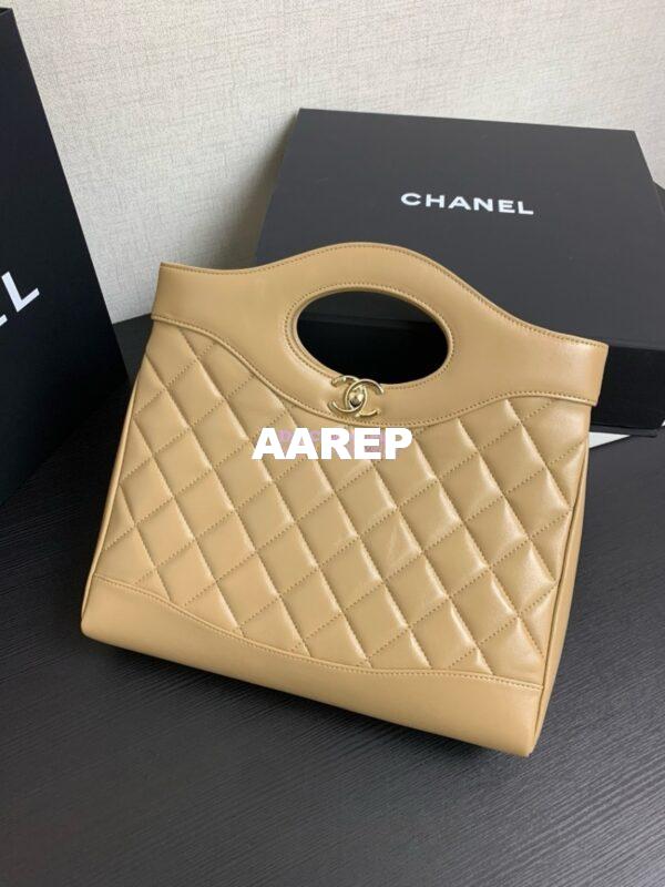 Replica Chanel Medium 31 Shopping Bag in Shiny Lambskin AS4853 Beige 4