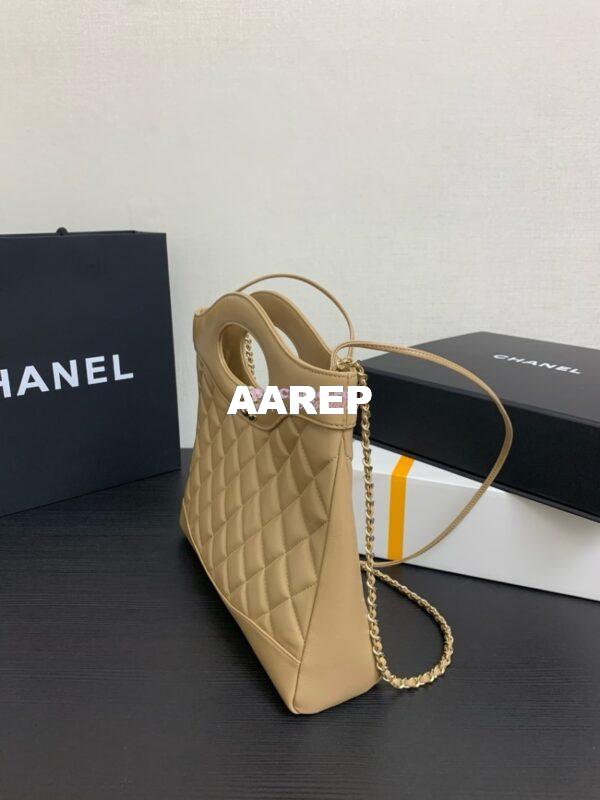 Replica Chanel Medium 31 Shopping Bag in Shiny Lambskin AS4853 Beige 7