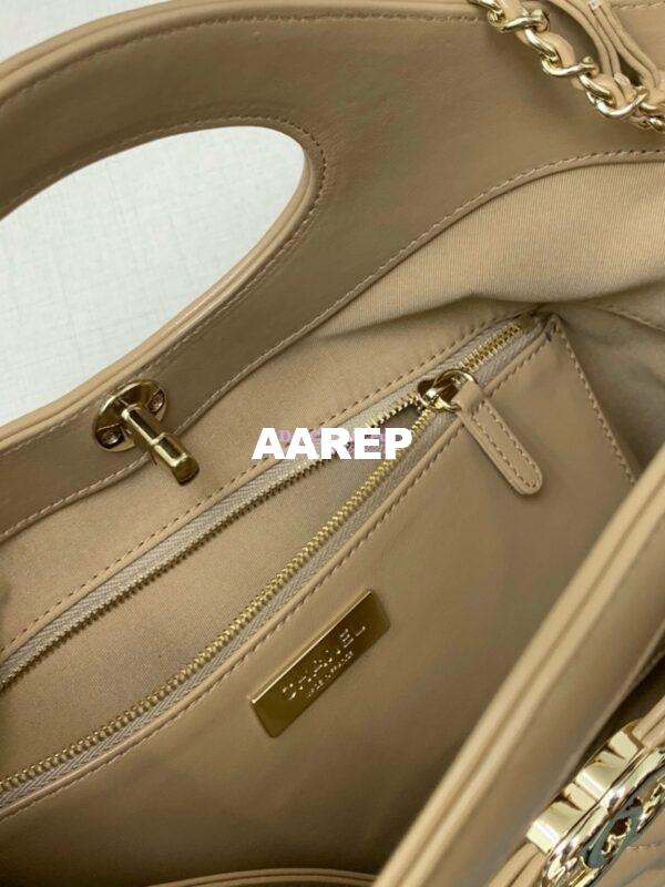 Replica Chanel Medium 31 Shopping Bag in Shiny Lambskin AS4853 Beige 9