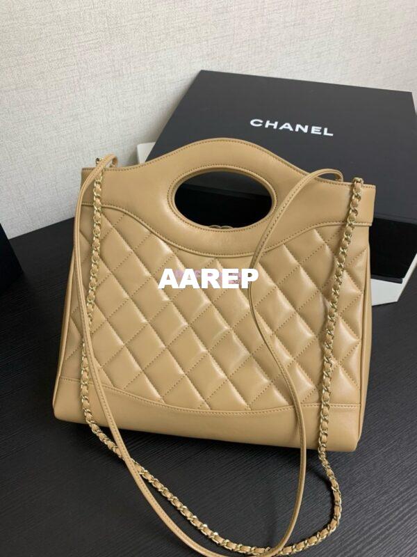 Replica Chanel Medium 31 Shopping Bag in Shiny Lambskin AS4853 Beige 10