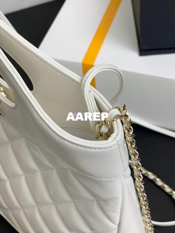 Replica Chanel Medium 31 Shopping Bag in Shiny Lambskin AS4853 White 5