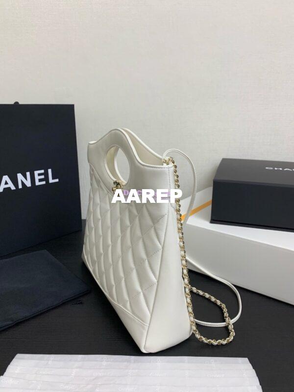 Replica Chanel Medium 31 Shopping Bag in Shiny Lambskin AS4853 White 6