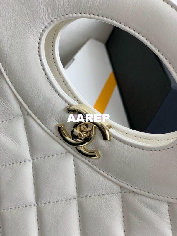 Replica Chanel Medium 31 Shopping Bag in Shiny Lambskin AS4853 White 7
