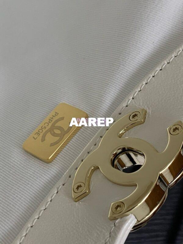 Replica Chanel Medium 31 Shopping Bag in Shiny Lambskin AS4853 White 9
