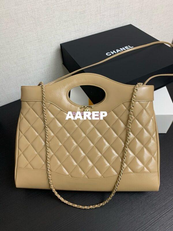 Replica Chanel 31 Shopping Bag in Shiny Lambskin AS4854 Beige 3
