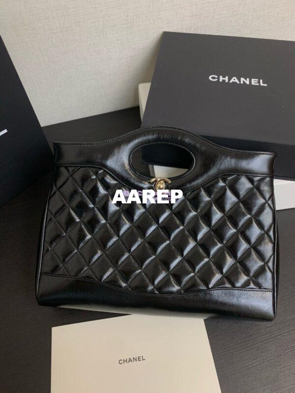Replica Chanel 31 Shopping Bag in Shiny Lambskin AS4854 Black 3
