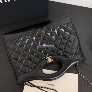 Replica Chanel 31 Shopping Bag in Shiny Lambskin AS4854 Black 2