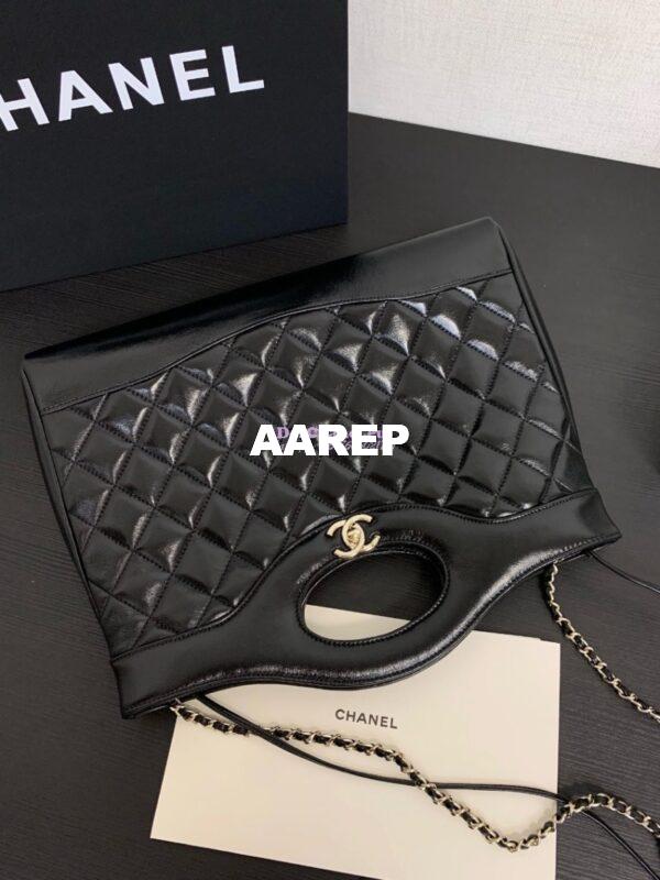 Replica Chanel 31 Shopping Bag in Shiny Lambskin AS4854 Black 4