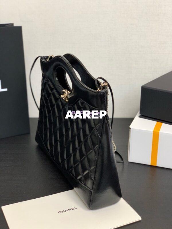Replica Chanel 31 Shopping Bag in Shiny Lambskin AS4854 Black 5