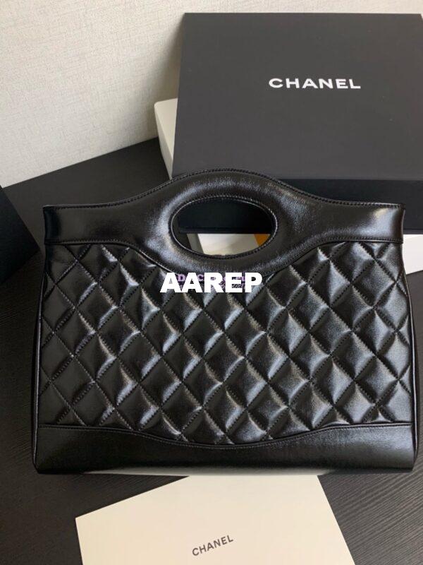 Replica Chanel 31 Shopping Bag in Shiny Lambskin AS4854 Black 10