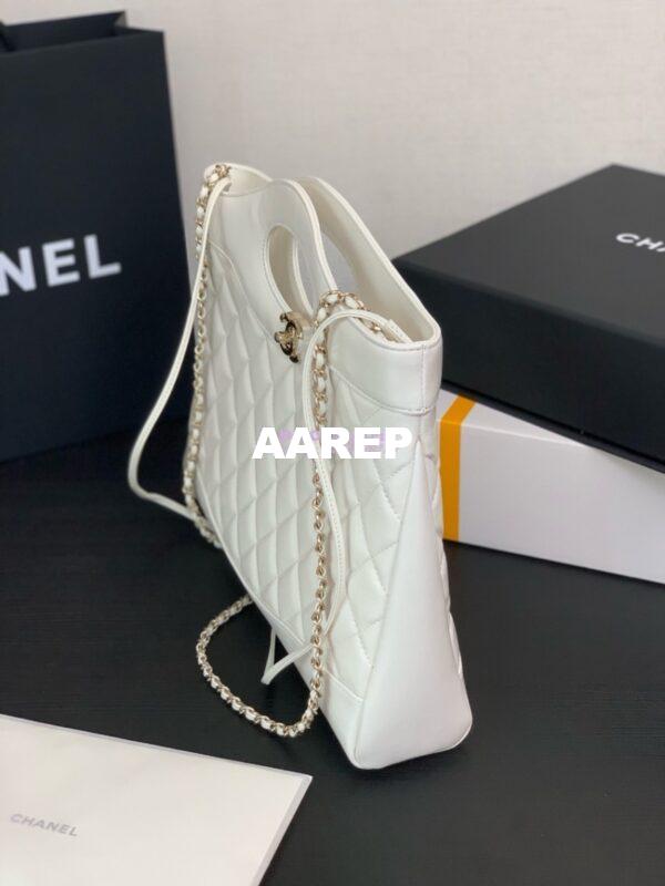 Replica Chanel 31 Shopping Bag in Shiny Lambskin AS4854 White 4