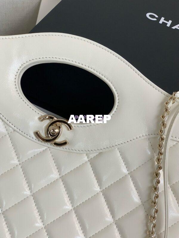 Replica Chanel 31 Shopping Bag in Shiny Lambskin AS4854 White 5
