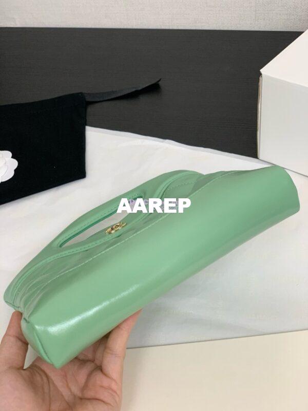 Replica Chanel 24C 31 Mini Shopping Bag Chain Clutch Shiny Lambskin & Gold-Tone Metal AS3656 Light Green 3