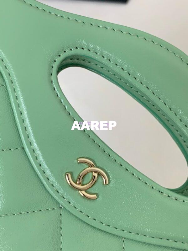 Replica Chanel 24C 31 Mini Shopping Bag Chain Clutch Shiny Lambskin & Gold-Tone Metal AS3656 Light Green 5