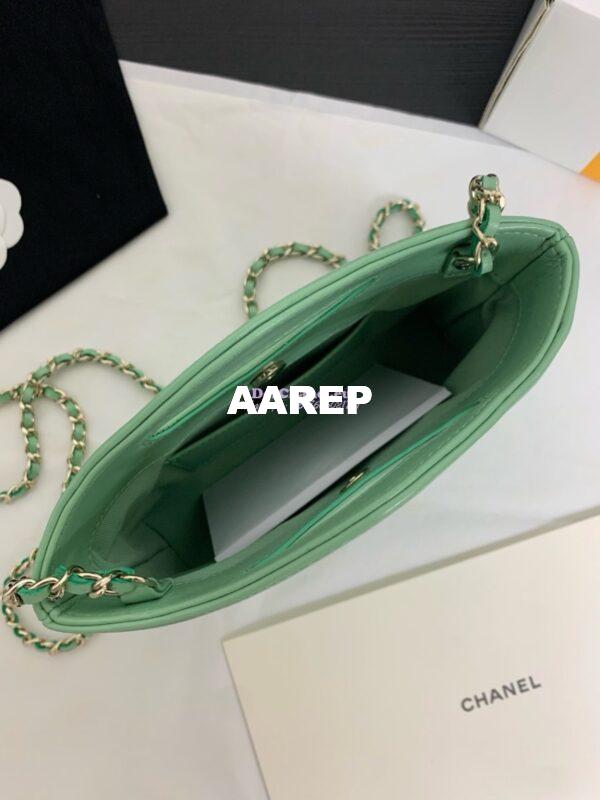 Replica Chanel 24C 31 Mini Shopping Bag Chain Clutch Shiny Lambskin & Gold-Tone Metal AS3656 Light Green 9