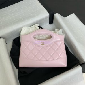 Replica Chanel 24C 31 Mini Shopping Bag Chain Clutch Shiny Lambskin & Gold-Tone Metal AS3656 Light Pink 2