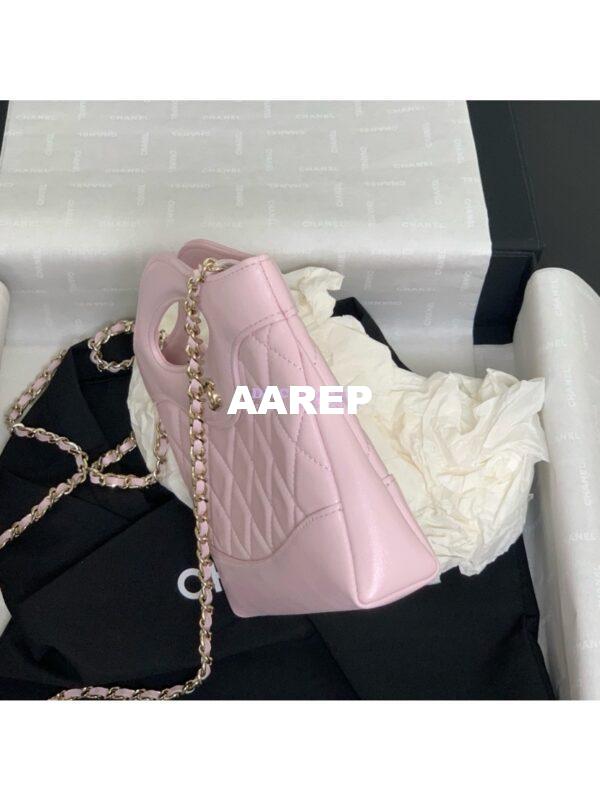 Replica Chanel 24C 31 Mini Shopping Bag Chain Clutch Shiny Lambskin & Gold-Tone Metal AS3656 Light Pink 3