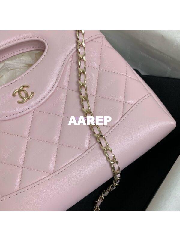 Replica Chanel 24C 31 Mini Shopping Bag Chain Clutch Shiny Lambskin & Gold-Tone Metal AS3656 Light Pink 5