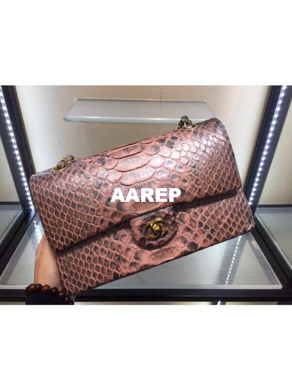 Replica Chanel Python Leather CF Classic Flap Bag White 10 4