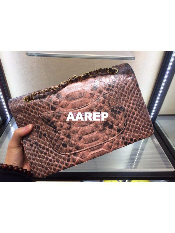 Replica Chanel Python Leather CF Classic Flap Bag White 10 8
