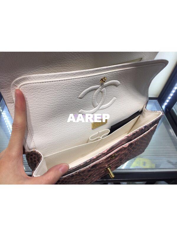 Replica Chanel Python Leather CF Classic Flap Bag White 10 9