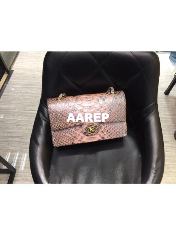 Replica Chanel Python Leather CF Classic Flap Bag White 10 11