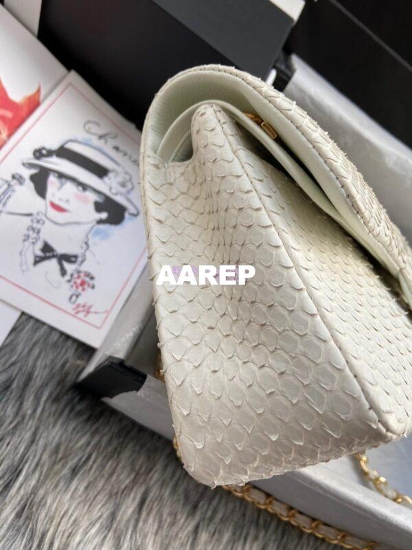Replica Chanel Python Leather CF Classic Flap Bag White 09 6