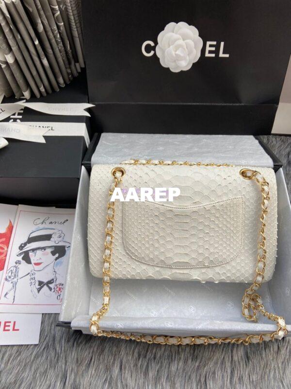 Replica Chanel Python Leather CF Classic Flap Bag White 09 7