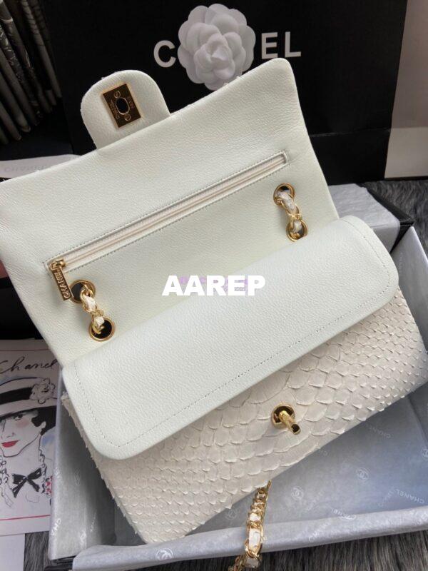 Replica Chanel Python Leather CF Classic Flap Bag White 09 8