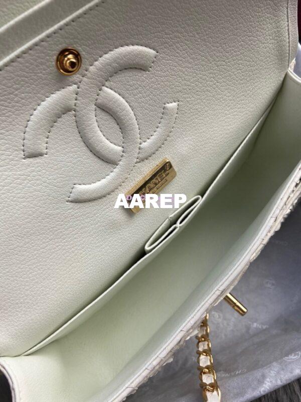 Replica Chanel Python Leather CF Classic Flap Bag White 09 9