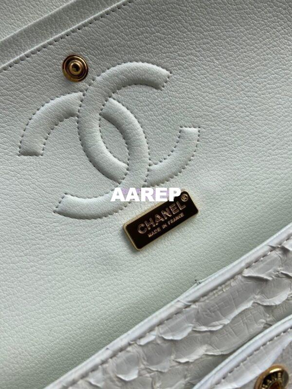 Replica Chanel Python Leather CF Classic Flap Bag White 09 10