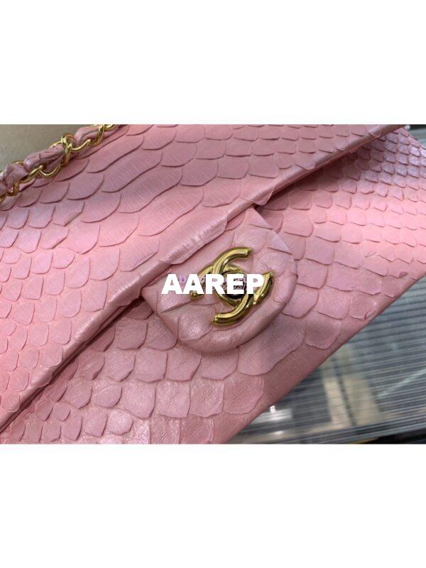 Replica Chanel Python Leather CF Classic Flap Bag Pearl Pink 08 5