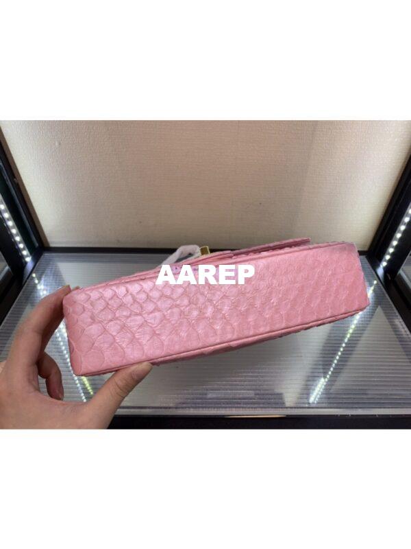 Replica Chanel Python Leather CF Classic Flap Bag Pearl Pink 08 6