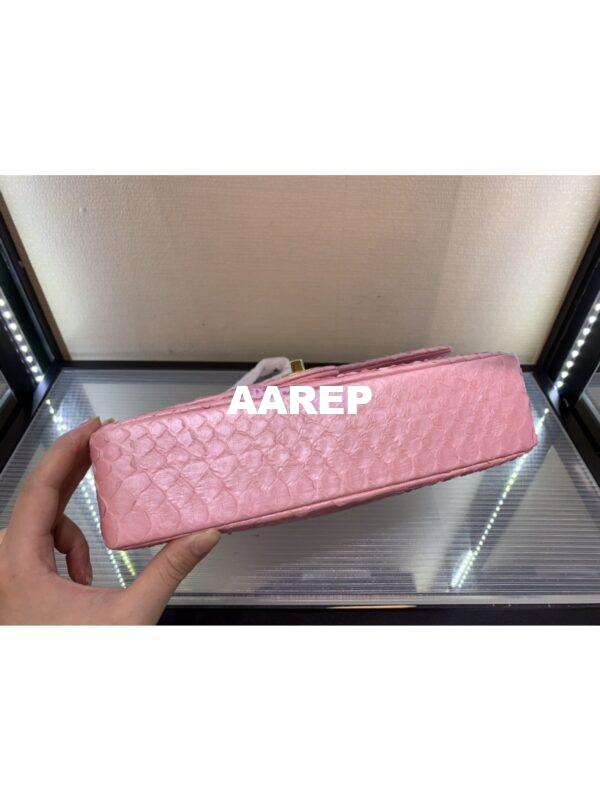 Replica Chanel Python Leather CF Classic Flap Bag Pearl Pink 08 7
