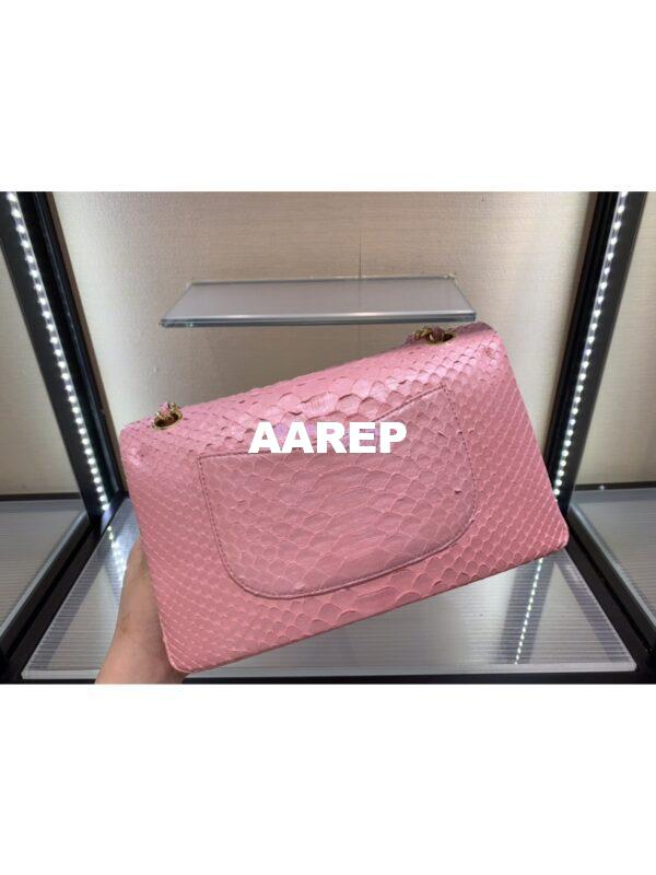 Replica Chanel Python Leather CF Classic Flap Bag Pearl Pink 08 9