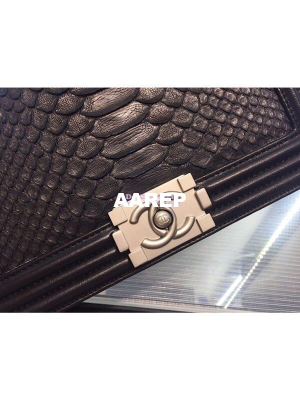 Replica Chanel Python Boy Flap Bag in Matte Hardware Black 3