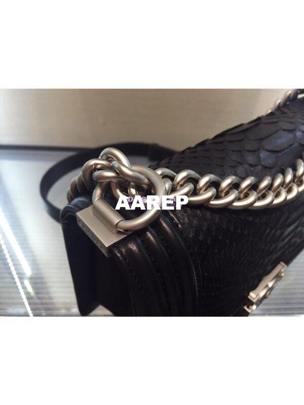 Replica Chanel Python Boy Flap Bag in Matte Hardware Black 4