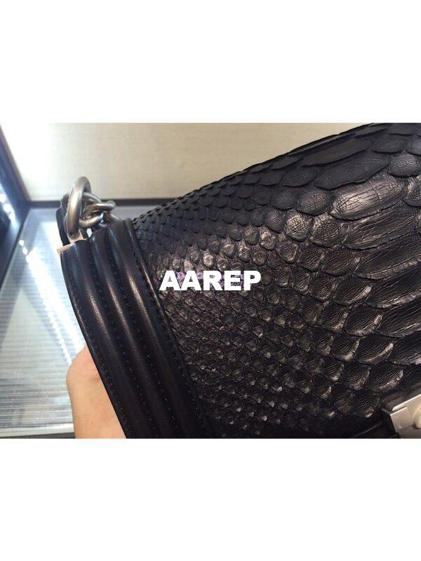 Replica Chanel Python Boy Flap Bag in Matte Hardware Black 8