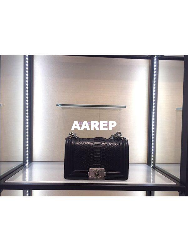 Replica Chanel Python Boy Flap Bag in Matte Hardware Black 10