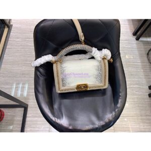 Replica Chanel Lizard Leather Boy Bag with Lizard Handle 002